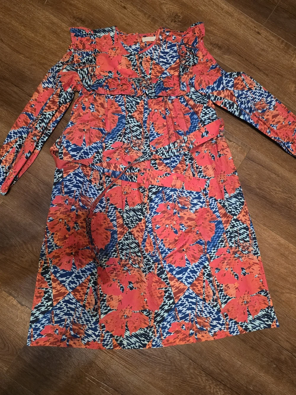Ulla Johnson Coral and Blue Floral Kimaya  Dress